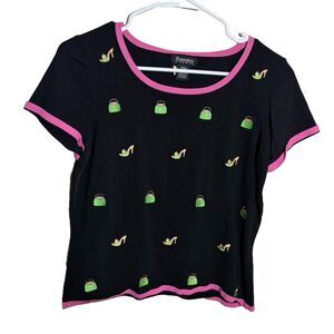 Hampshire Studios Sweater Women's Petite Medium Black Knit Shopping Shoe Purse